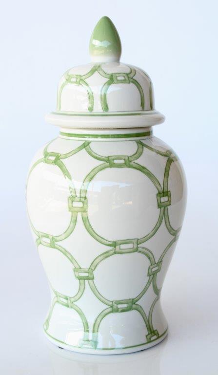 Medium Green & White Circles Ginger Jar